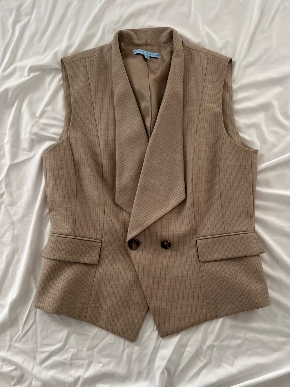 Antonio Melani brown pinstripe double breasted vest. Size: 12